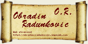Obradin Radunković vizit kartica
